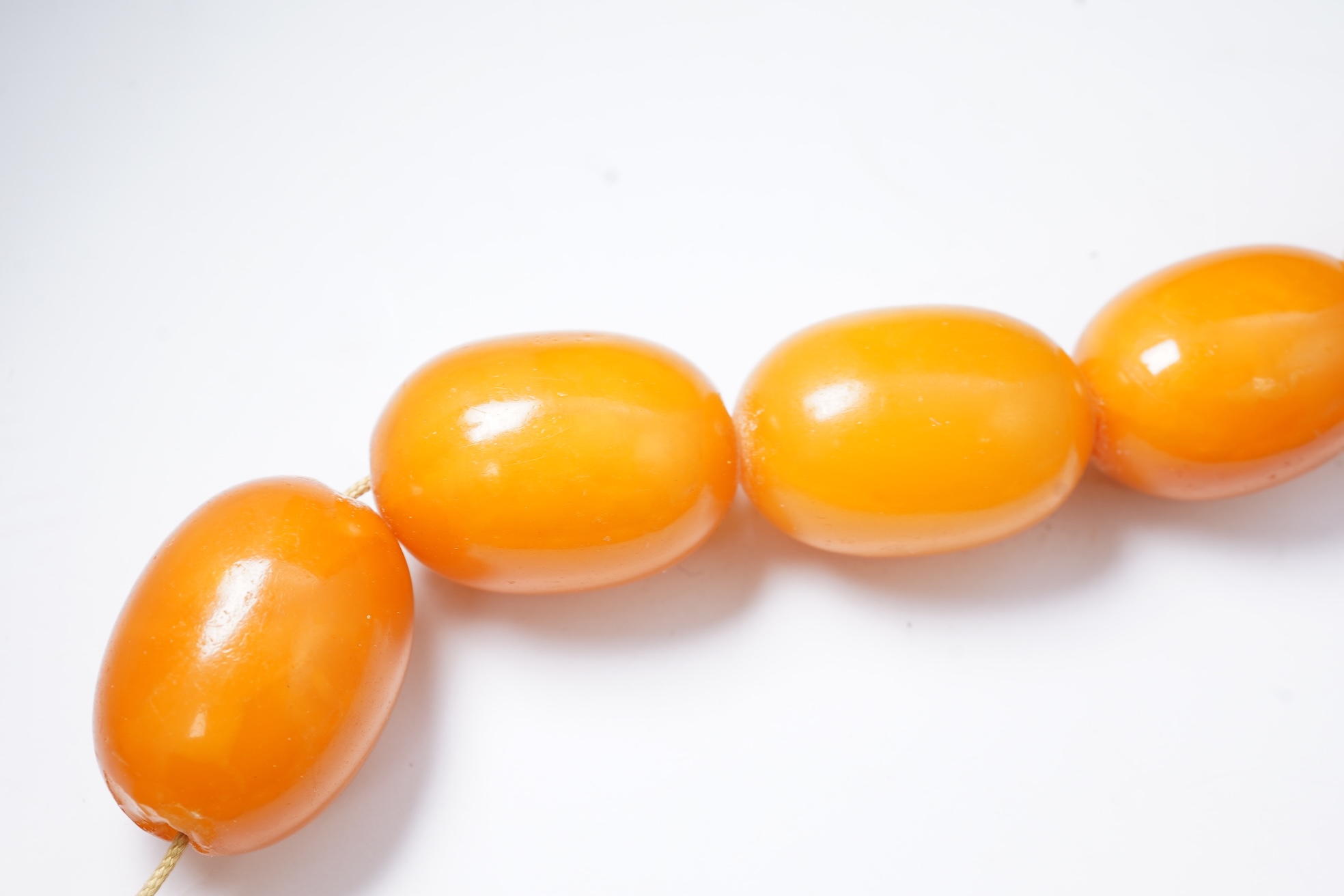 An amber bead necklace